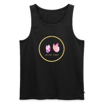 Papillons roses avec amour - avec amour - Débardeur bio Premium Homme - noir - Devant - AI Model Male 178 light (178cm)