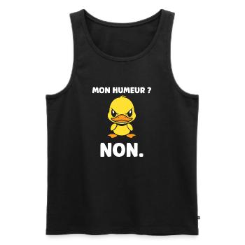 Grumpy Duck My Mood NO - Men's Premium Organic Tank Top - black - Front - AI Model Male 178 light (178cm)