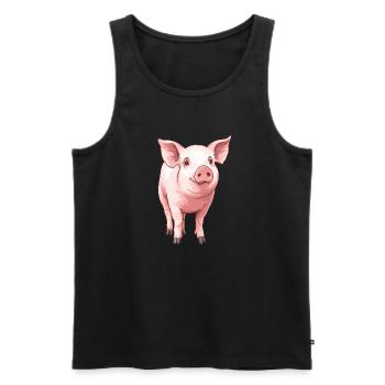 Pink Pig Portrait - Men's Premium Organic Tank Top - black - Front - AI Model Male 178 light (178cm)