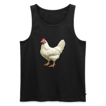 White Chicken Motif Illustration - Men's Premium Organic Tank Top - black - Front - AI Model Male 178 light (178cm)