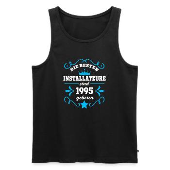 Anniversaire du plombier Né en 1995 Collègues nés - Débardeur bio Premium Homme - noir - Devant - AI Model Male 178 light (178cm)