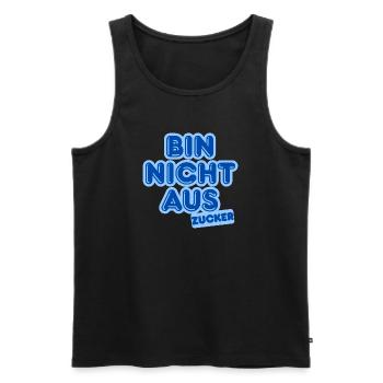 Ich bin kein Zucker – Blaue Bubble-Text - Männer Premium Bio Tank Top - Schwarz - Vorne - AI Model Male 178 light (178cm)
