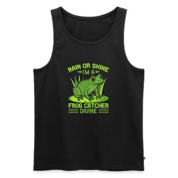 Frog Catcher Rain Or Shine I ́m A Divine Frog - Men's Premium Organic Tank Top - black - Front - AI Model Male 178 light (178cm)
