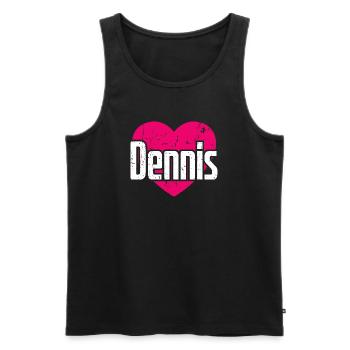 I Love Dennis Pinkes Herz Ich liebe Dennis - Männer Premium Bio Tank Top - Schwarz - Vorne - Michal (187cm)