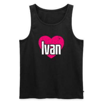 J’aime Ivan Coeur Rose J’aime Ivan - Débardeur bio Premium Homme - noir - Devant - Michal (187cm)