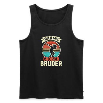 Bääm Grand Frère Dab Enfants Drôles Frères et Sœurs - Débardeur bio Premium Homme - noir - Devant - AI Model Male 178 light (178cm)