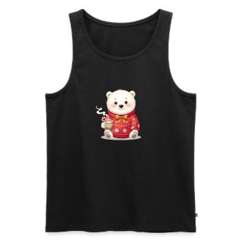 Eisbär im roten Weihnachtspullover - Männer Premium Bio Tank Top - Schwarz - Vorne - AI Model Male 178 light (178cm)
