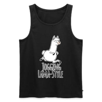 Llama-style joggers! Running silly and having fun at the same time! - Men's Premium Organic Tank Top - black - Front - Michal (187cm)