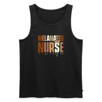 Melanated Nurse – HBCU Melanin Pride - Men's Premium Organic Tank Top - black - Front - Michal (187cm)