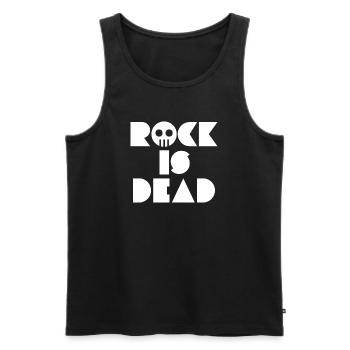 Rock Is Dead Schädeltypografie - Männer Premium Bio Tank Top - Schwarz - Vorne - AI Model Male 178 light (178cm)