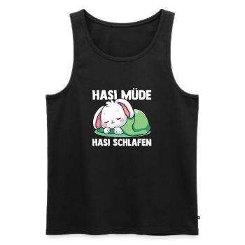 Shlafshirt Hase Hasi Müde Hasi Schlafen - Männer Premium Bio Tank Top - Schwarz - Vorne - Michal (187cm)