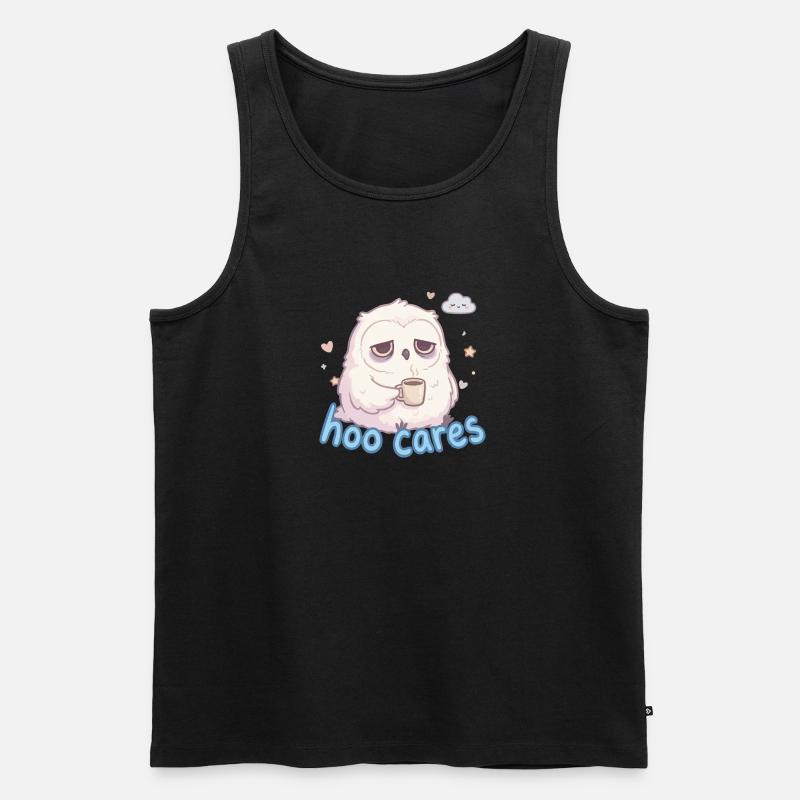 Hoo Cares – süße Eulenkaffee - Männer Premium Bio Tank Top - Schwarz