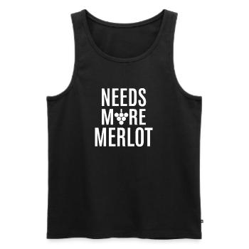 Needs More Merlot Wein Spruch für Genießer - Männer Premium Bio Tank Top - Schwarz - Vorne - AI Model Male 178 light (178cm)
