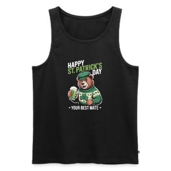 St Patrick's Bär mit Grünem Mantel - Männer Premium Bio Tank Top - Schwarz - Vorne - AI Model Male 178 light (178cm)