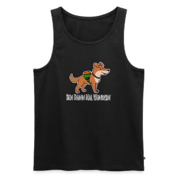 Funny Dog Goes Hiking - Mountain Shepherd Dog - Men's Premium Organic Tank Top - black - Front - Michal (187cm)