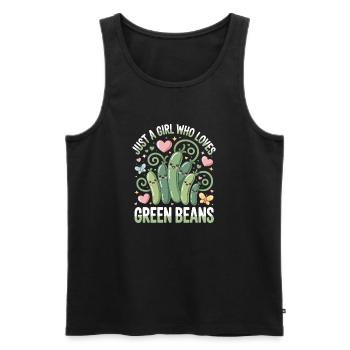 Nur ein Mädchen liebt grüne Bohnen - Männer Premium Bio Tank Top - Schwarz - Vorne - AI Model Male 178 light (178cm)