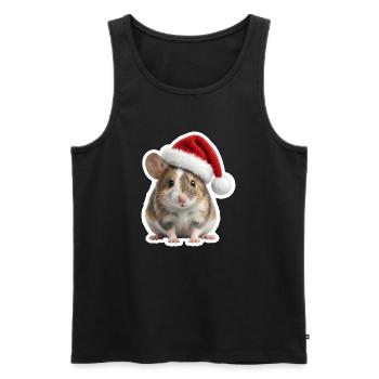 Une souris mignonne avec un grand chapeau de Noël - Débardeur bio Premium Homme - noir - Devant - AI Model Male 178 light (178cm)