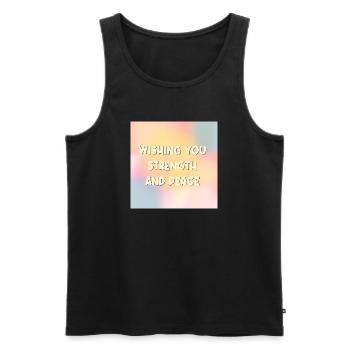 Wishing Strength Peace - Men's Premium Organic Tank Top - black - Front - AI Model Male 178 light (178cm)