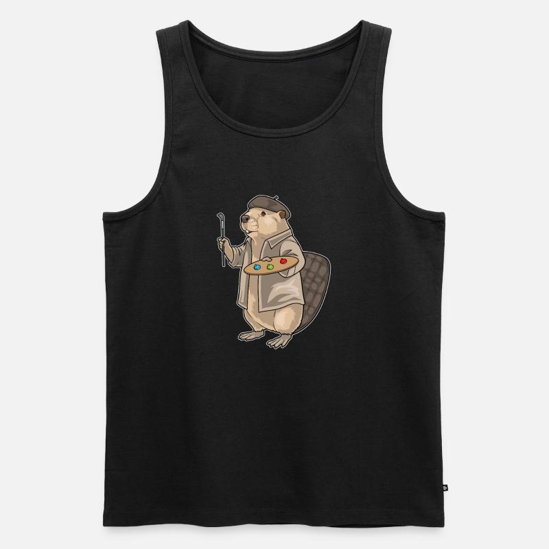 Biber Maler Pinsel Malen - Männer Premium Bio Tank Top - Schwarz