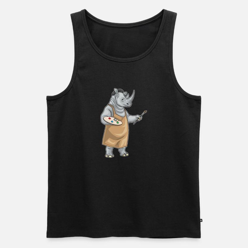 Nashorn Maler Pinsel Malen - Männer Premium Bio Tank Top - Schwarz