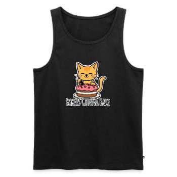 The cute baker cat bakes a cake! - Men's Premium Organic Tank Top - black - Front - AI Model Male 178 light (178cm)