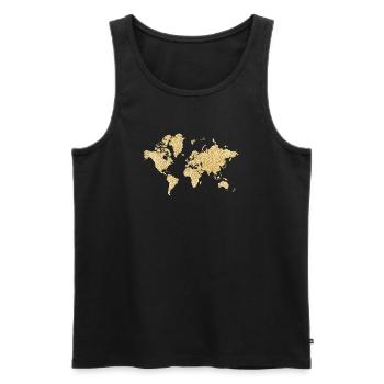 Weltkarte Beiges Blumendesign - Männer Premium Bio Tank Top - Schwarz - Vorne - AI Model Male 178 light (178cm)