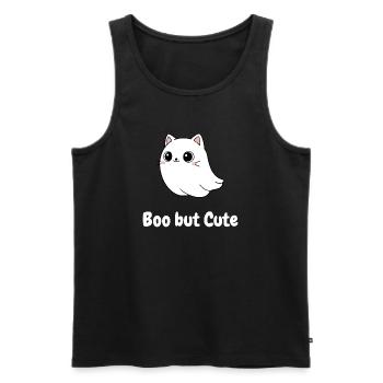 Boo but Cute Cat Ghost Illustration - Men's Premium Organic Tank Top - black - Front - AI Model Male 178 light (178cm)