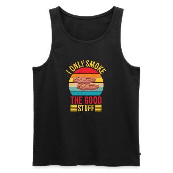 I Only Smoke Good Stuff Funny BBQ Pit Meat Smoke - Men's Premium Organic Tank Top - black - Front - AI Model Male 178 light (178cm)
