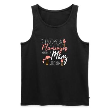 March Birthday Flamingo Saying Funny - Men's Premium Organic Tank Top - black - Front - AI Model Male 178 light (178cm)