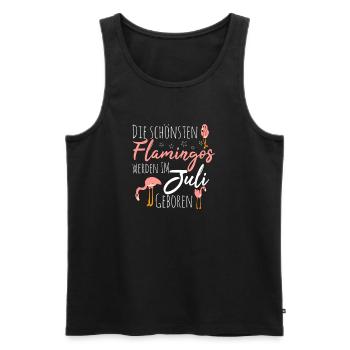 July Birthday Flamingo Saying Funny - Men's Premium Organic Tank Top - black - Front - AI Model Male 178 light (178cm)