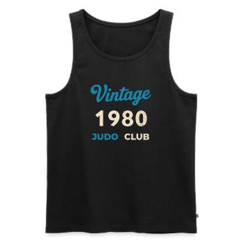 Vintage 1980's Judo Club Retro Birth Year Gift - Men's Premium Organic Tank Top - black - Front - AI Model Male 178 light (178cm)