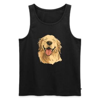 Lächelnder Golden Retriever - Männer Premium Bio Tank Top - Schwarz - Vorne - AI Model Male 178 light (178cm)
