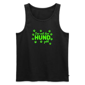 The one with the dog goes saying - Men's Premium Organic Tank Top - black - Front - AI Model Male 178 light (178cm)