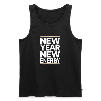 Neujahr: Neue Energie-Typografie - Männer Premium Bio Tank Top - Schwarz - Vorne - AI Model Male 178 light (178cm)