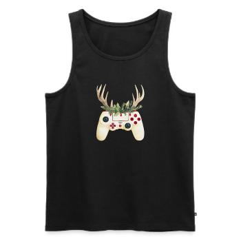 Weihnachtscontroller mit Hirschgeweih - Männer Premium Bio Tank Top - Schwarz - Vorne - Michal (187cm)