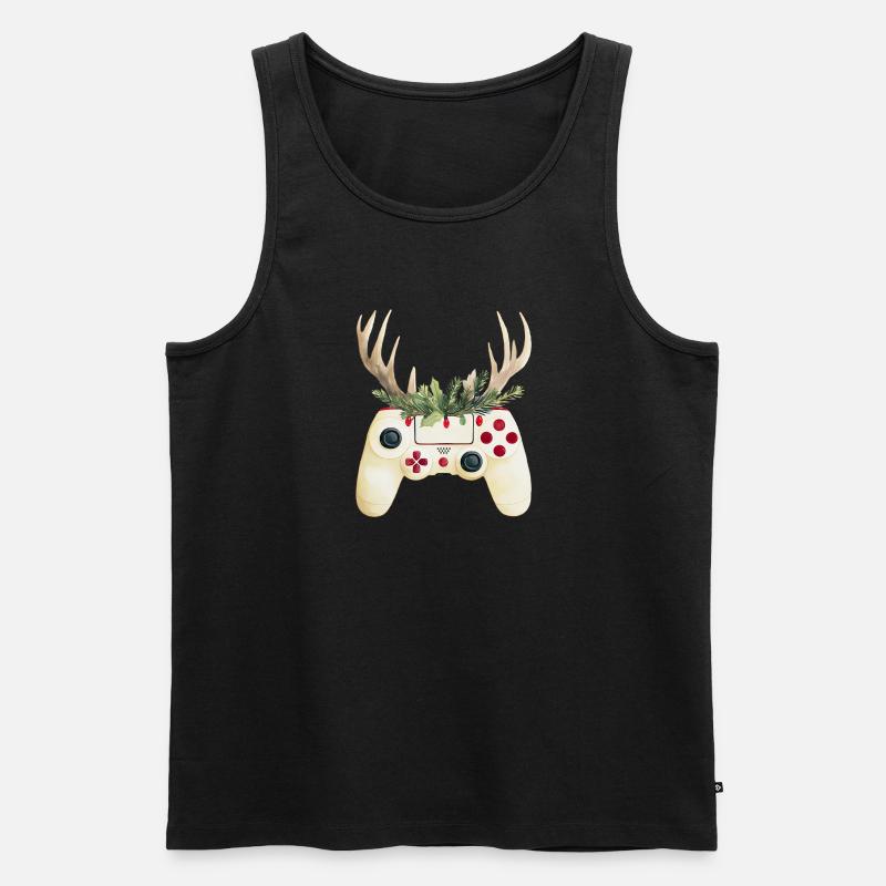 Weihnachtscontroller mit Hirschgeweih - Männer Premium Bio Tank Top - Schwarz