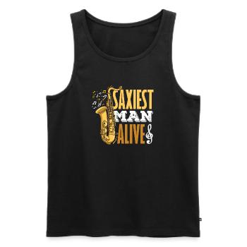 Saxophone, saxophone, saxophonistes drôles, hommes - Débardeur bio Premium Homme - noir - Devant - Michal (187cm)
