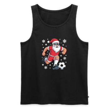 Le Père Noël frappe le ballon Football de Noël - Débardeur bio Premium Homme - noir - Devant - Michal (187cm)