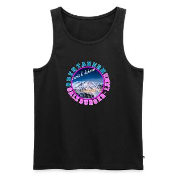 Obertauern Zurück Daheim (Dahoam) - Männer Premium Bio Tank Top - Schwarz - Vorne - AI Model Male 178 light (178cm)