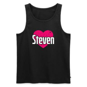 I Love Steven Pink Heart I Love Steven - Men's Premium Organic Tank Top - black - Front - AI Model Male 178 light (178cm)