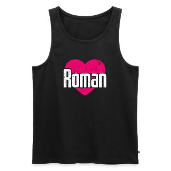 J’aime Roman Pink Heart J’aime Roman - Débardeur bio Premium Homme - noir - Devant - AI Model Male 178 light (178cm)