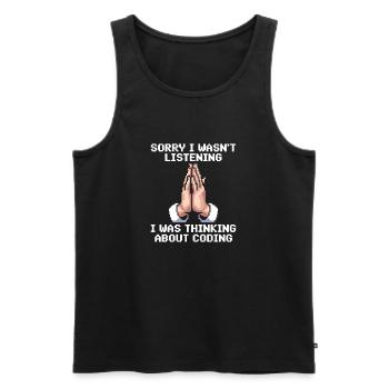 Funny Programmer Meme - Men's Premium Organic Tank Top - black - Front - AI Model Male 178 light (178cm)