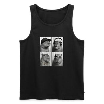 Capybara - Männer Premium Bio Tank Top - Schwarz - Vorne - AI Model Male 178 light (178cm)
