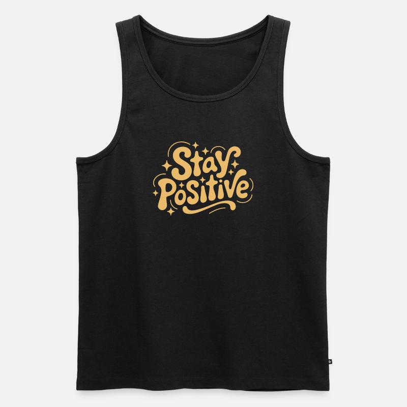 Bleib positiv, Retro Doodle - Männer Premium Bio Tank Top - Schwarz