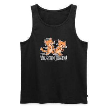 Funny cat friends go running together! - Men's Premium Organic Tank Top - black - Front - AI Model Male 178 light (178cm)