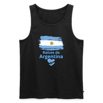 Argentina's Roots: Albiceleste Pride - Men's Premium Organic Tank Top - black - Front - AI Model Male 178 light (178cm)