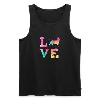 Aquarell Corgi Love Hundebesitzer Kunst Buntes Geschenk - Männer Premium Bio Tank Top - Schwarz - Vorne - Michal (187cm)