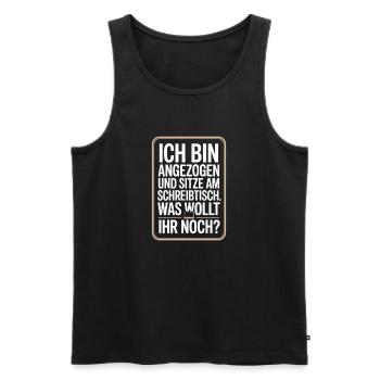 Je suis habillé à un bureau Bureau à domicile - Débardeur bio Premium Homme - noir - Devant - AI Model Male 178 light (178cm)