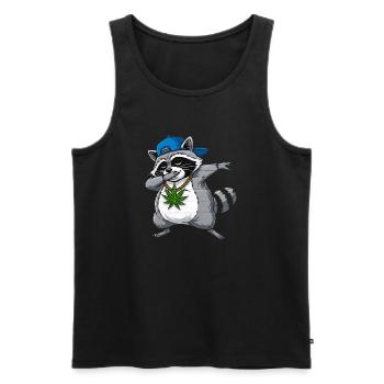Hip-hop style Raccoon Cartoon Dab - Débardeur bio Premium Homme - noir - Devant - Michal (187cm)