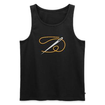 Golden Thread Needle Ornament - Men's Premium Organic Tank Top - black - Front - Michal (187cm)